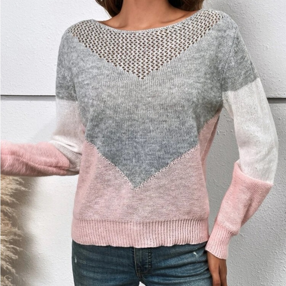 Cozy chevron pattern sweater top - Picture 3 of 7
